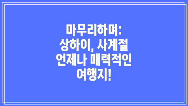 마무리하며: 상하이, 사계절 언제나 매력적인 여행지!
