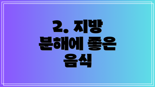 2. 지방 분해에 좋은 음식