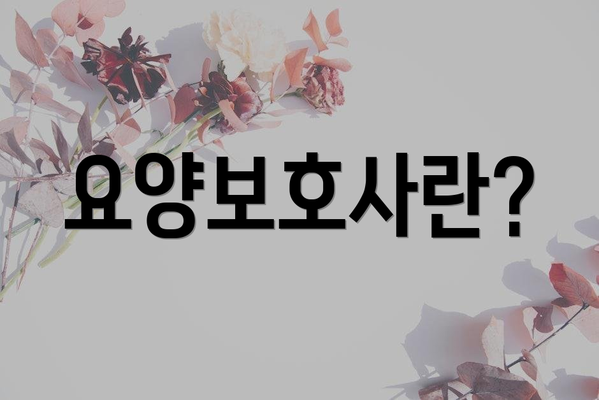 요양보호사란?