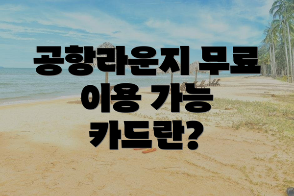 공항라운지 무료 이용 가능 카드란?